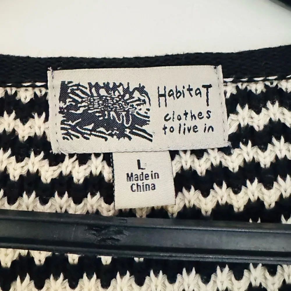 Habitat Black/White Cotton Knit Sweater Size Large - Picture 3 of 5